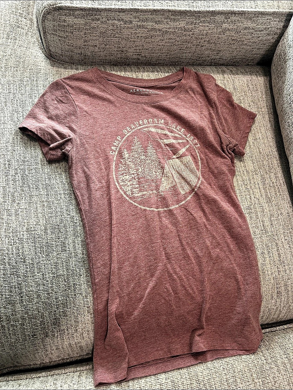 Aeropostale Camp Beaverdam Lake Graphic T Pink Small